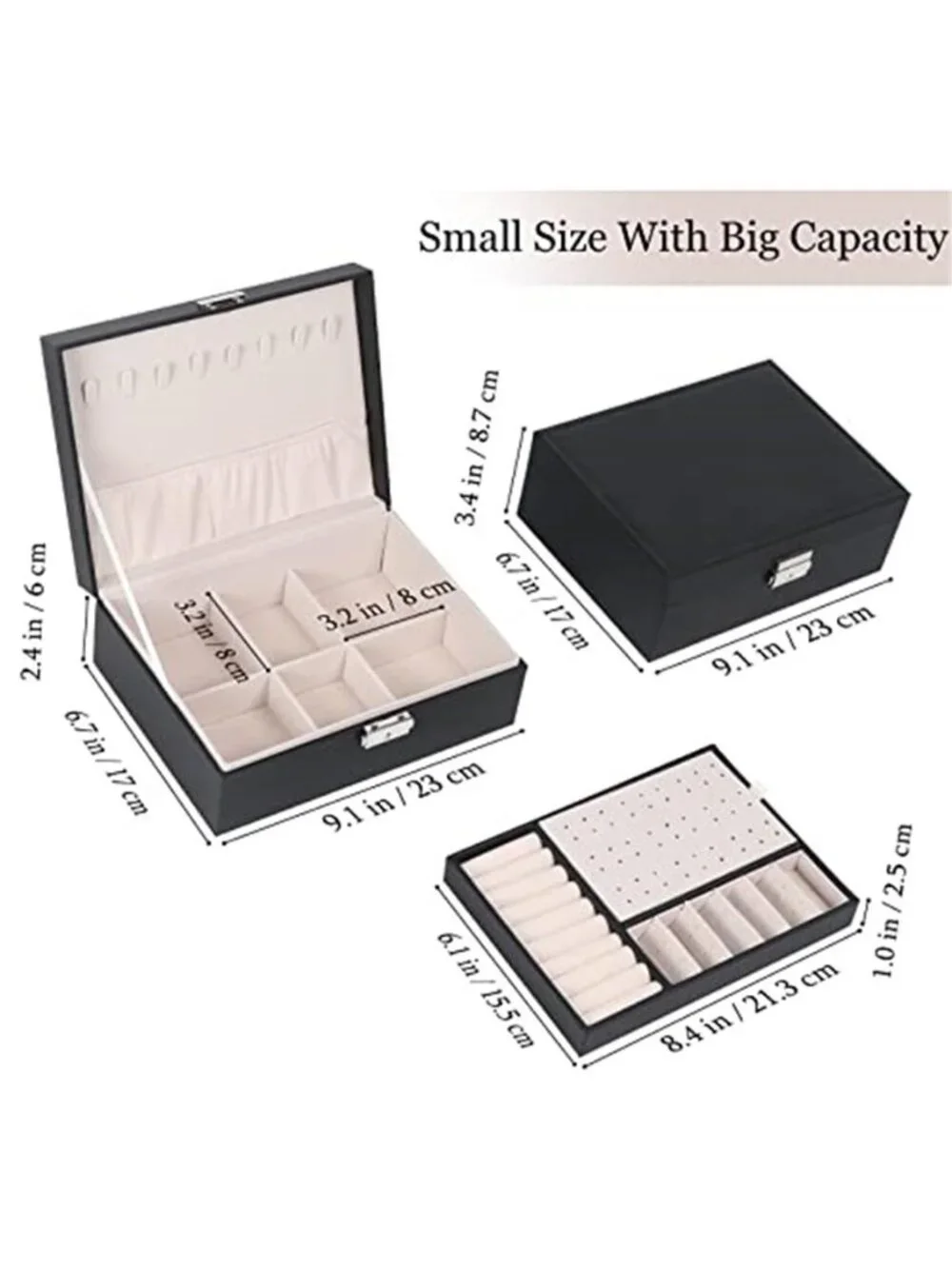 Jewelry Box Organizer Locking Storage Case Ring Earring Necklace Holder